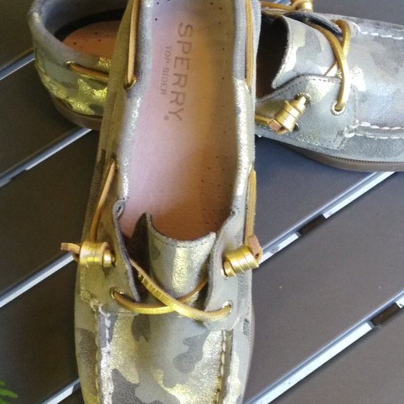 Sperry Women’s Size 8M US, 2-Eye Vida Metallic Camo Boat Shoe Olive STS86659 - Picture 3 of 8